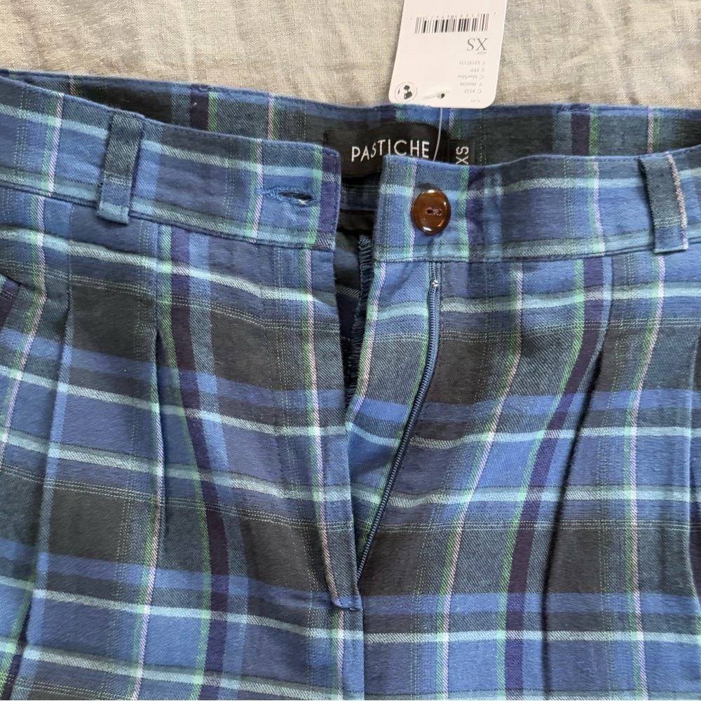 Pastiche Blue Plaid Flannel Pants XS